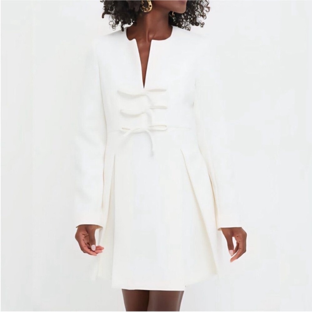 TUCKERNUCK White Crepe Blair Bow Coat Dress